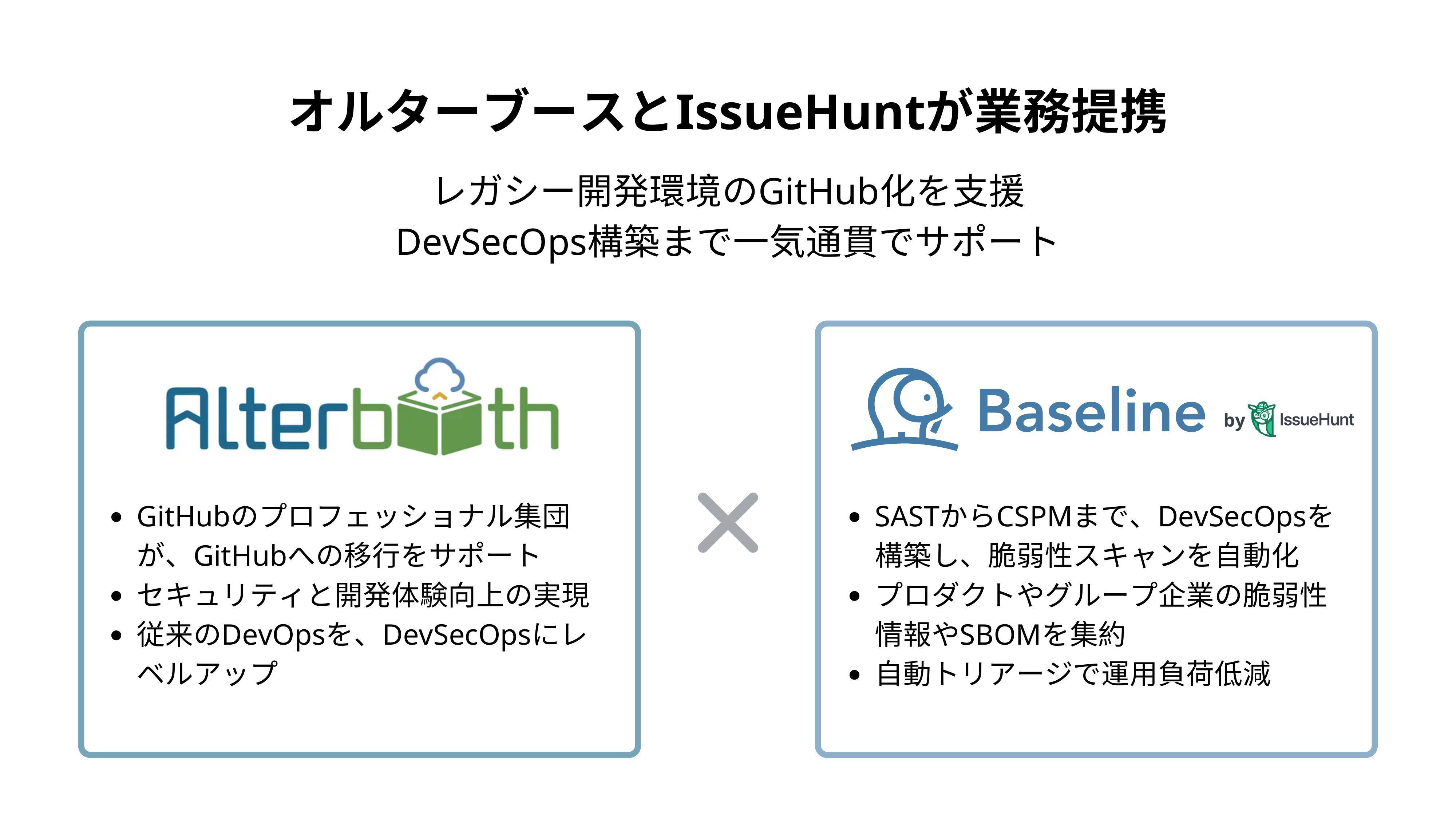 オルターブースとIssueHunt株式会社は業務提携いたします。